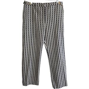 Valentino Plaid Checked Pants 48 Black White Pockets Chain Buckles Waist 12 14